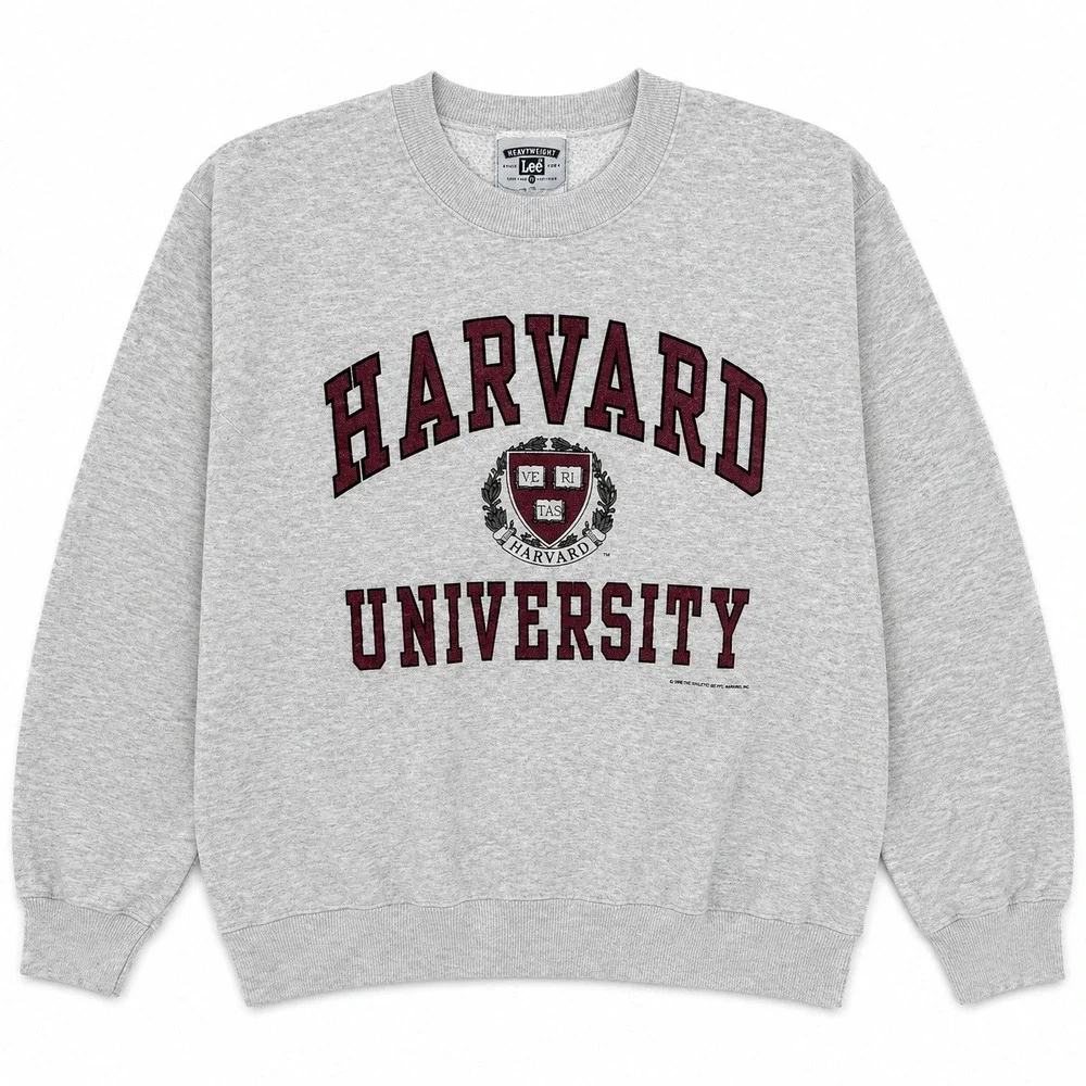 Vintage Lee Harvard University Heavyweight Sweatshirt Grey XL USA Made Classic